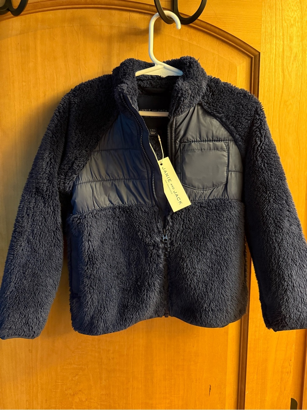 Janie and Jack Navy Sherpa Puffer Combo Jacket